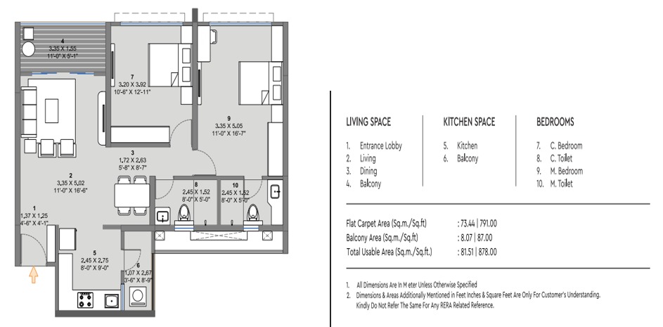 Kolte-Patil The Reserve 3 BHK Unit Plan